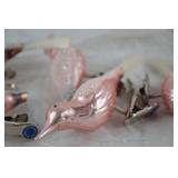 Pink Christmas Ornaments and Glitter Bird Clip Decorations Lot