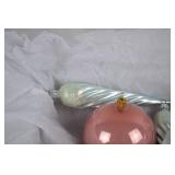 Christmas Glass Ornament Lot: Pink Balls & Silver Swirl Icicles