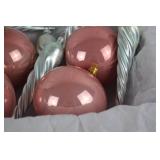 Christmas Glass Ornament Lot: Pink Balls & Silver Swirl Icicles