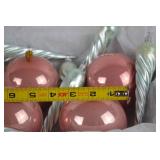 Christmas Glass Ornament Lot: Pink Balls & Silver Swirl Icicles