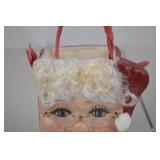 Santa Claus Head Christmas Container with Handle, 6 Inch