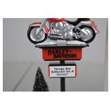 Harley-Davidson Motorcycle Holiday Village Sign Figurine w/ Box