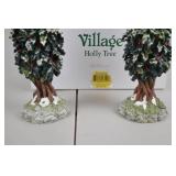 Department 56 Village Holly Tree Figurine Pair with Boxes, 8 Inch