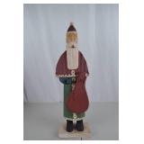 24-Inch Hand-Painted Wooden Santa Christmas Decor