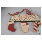 Handcrafted Santa Claus Figurine and Christmas Decor Lot