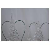 Set of 3 Clear Glass Christmas Tree Figurines, 12 Inch Holiday Decor