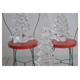 Set of 3 Clear Glass Christmas Tree Figurines, 12 Inch Holiday Decor