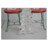 Set of 3 Clear Glass Christmas Tree Figurines, 12 Inch Holiday Decor