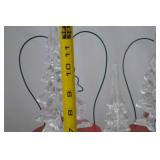 Set of 3 Clear Glass Christmas Tree Figurines, 12 Inch Holiday Decor