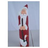 Hand-Painted Santa Claus with Goose 13in Christmas Figure