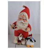 17in Coca-Cola Santa Claus Figure with Plush Bear and Holiday Penguin