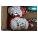 Assorted Vintage Christmas Ornaments: Glass Balls, Santas, Figures & Fruit