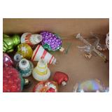 Assorted Vintage Christmas Ornaments: Glass Balls, Santas, Figures & Fruit