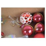 Assorted Vintage Christmas Ornaments: Glass Balls, Santas, Figures & Fruit