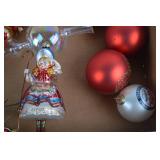 Assorted Vintage Christmas Ornaments: Glass Balls, Santas, Figures & Fruit