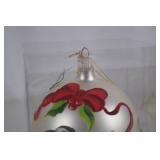 Winter Greetings Chickadee Hand-Painted Glass Ornament, Made in Italy