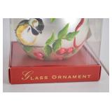 Winter Greetings Chickadee Hand-Painted Glass Ornament, Made in Italy