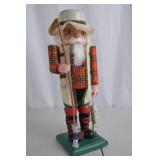 15-Inch Fishing Nutcracker with Plaid Coat and Accessories
