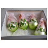 Set of 4 Hand-Painted Glass Teardrop Christmas Ornaments