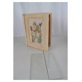 Decorative vintage-style wooden Christmas box with hinged lid