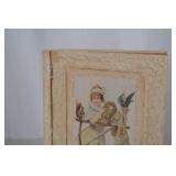 Decorative vintage-style wooden Christmas box with hinged lid