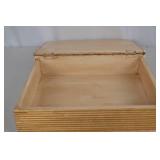 Decorative vintage-style wooden Christmas box with hinged lid