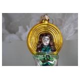 2 Holiday Glass Ornaments: Gone With The Wind Lady & Cat Pumpkin Christopher Radko