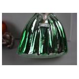 2 Holiday Glass Ornaments: Gone With The Wind Lady & Cat Pumpkin Christopher Radko