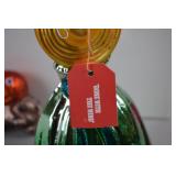 2 Holiday Glass Ornaments: Gone With The Wind Lady & Cat Pumpkin Christopher Radko