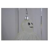 Halloween Glass Ghost Ornament with Glitter Accents