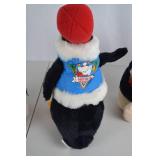 Vintage Holiday Plush Lot - Santabear Penguin, 1985 Dakin Penguin, Bunny Stocking