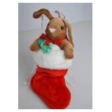 Vintage Holiday Plush Lot - Santabear Penguin, 1985 Dakin Penguin, Bunny Stocking