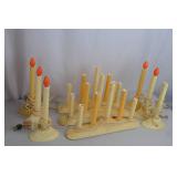 Vintage Christmas Window Candles and 22in Wooden Nutcracker Decor Lot