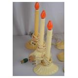 Vintage Christmas Window Candles and 22in Wooden Nutcracker Decor Lot