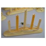 Vintage Christmas Window Candles and 22in Wooden Nutcracker Decor Lot