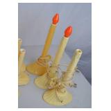 Vintage Christmas Window Candles and 22in Wooden Nutcracker Decor Lot