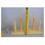 Vintage Christmas Window Candles and 22in Wooden Nutcracker Decor Lot