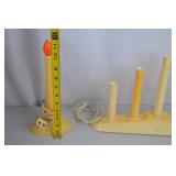 Vintage Christmas Window Candles and 22in Wooden Nutcracker Decor Lot