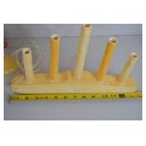 Vintage Christmas Window Candles and 22in Wooden Nutcracker Decor Lot