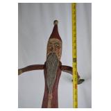 Tall Hand-Carved Wooden Santa Christmas Decoration