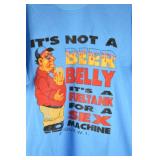 Trop-X Antigua Beer Belly Graphic T-Shirt Size M Blue
