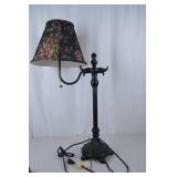 Black Table Lamp with Floral Shade, 28-Inch