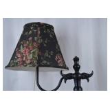 Black Table Lamp with Floral Shade, 28-Inch