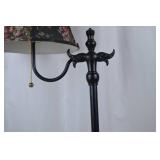 Black Table Lamp with Floral Shade, 28-Inch