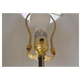 Black Table Lamp with Floral Shade, 28-Inch