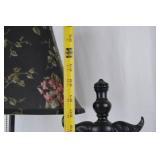 Black Table Lamp with Floral Shade, 28-Inch