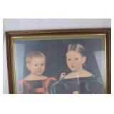 Framed Portrait Print of Two Children with Flowers, 24x30 Inches