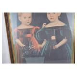 Framed Portrait Print of Two Children with Flowers, 24x30 Inches