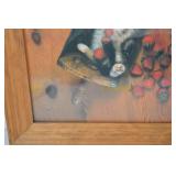 Framed Cat and Strawberries Art Print, 21x26 Inches