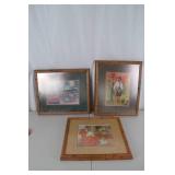 Lot of 3 Framed Art Prints: Mother and Child, Boy in Garden, Interior Scene